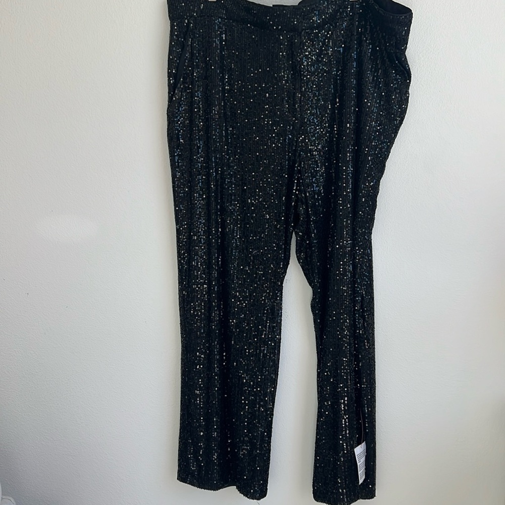 NWOT ASOS Black Sequin Sparkling Wide Leg Pants
